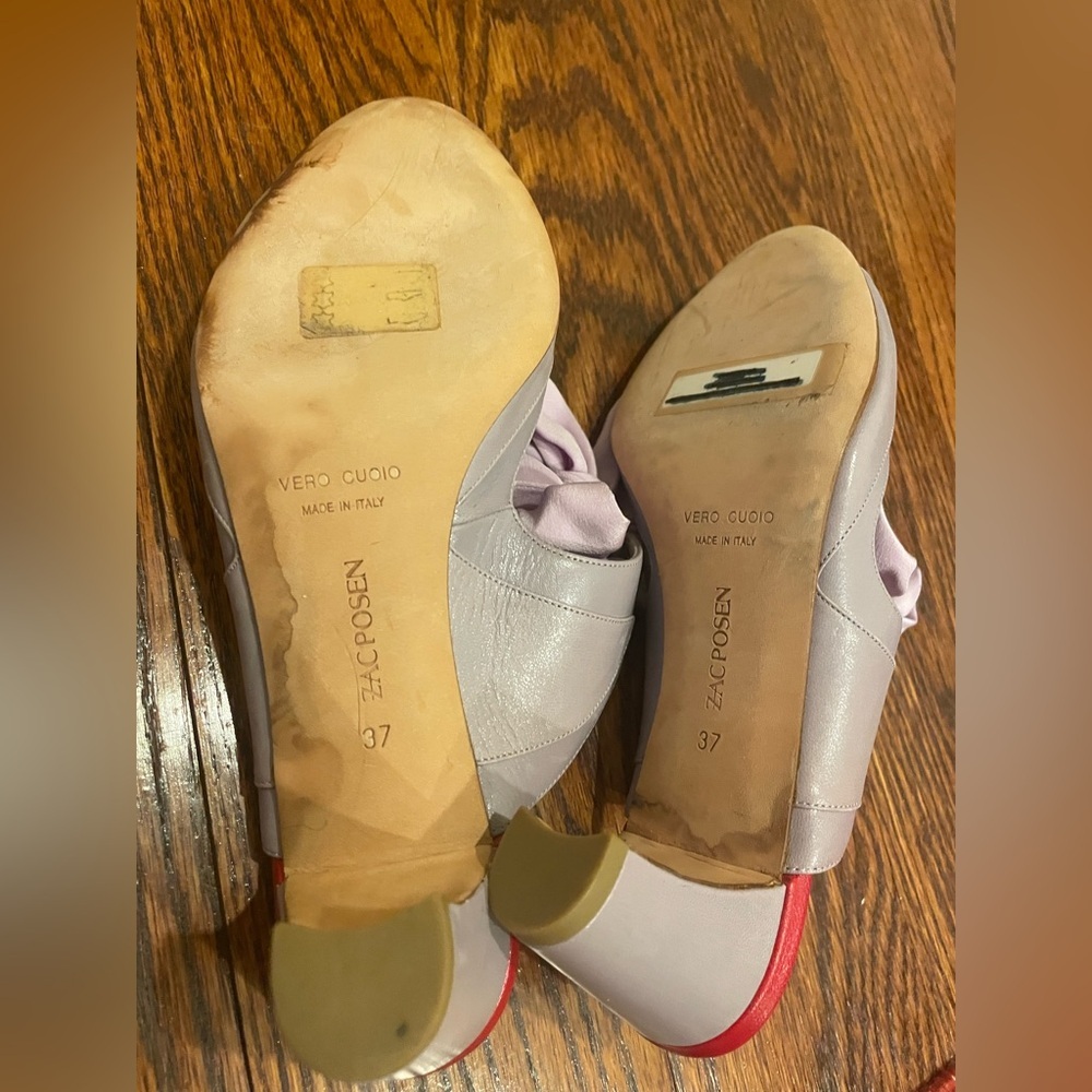 Zac Posen Daniella Lavender Heels with Ribbons Calf Skin EU 37 / US Size 7 - Picture 4 of 4